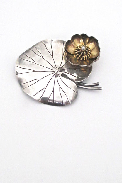 Anton Michelsen large lily pad brooch - Gertrude Engel
