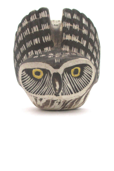 detail 2Gustavsberg Sweden vintage ceramic complete set of 3 owls by Edvard Lindahl