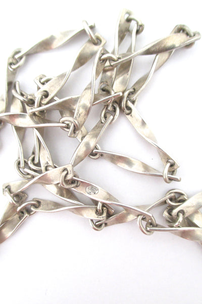 detail Georg Jensen Denmark vintage silver long spiral link chain necklace
