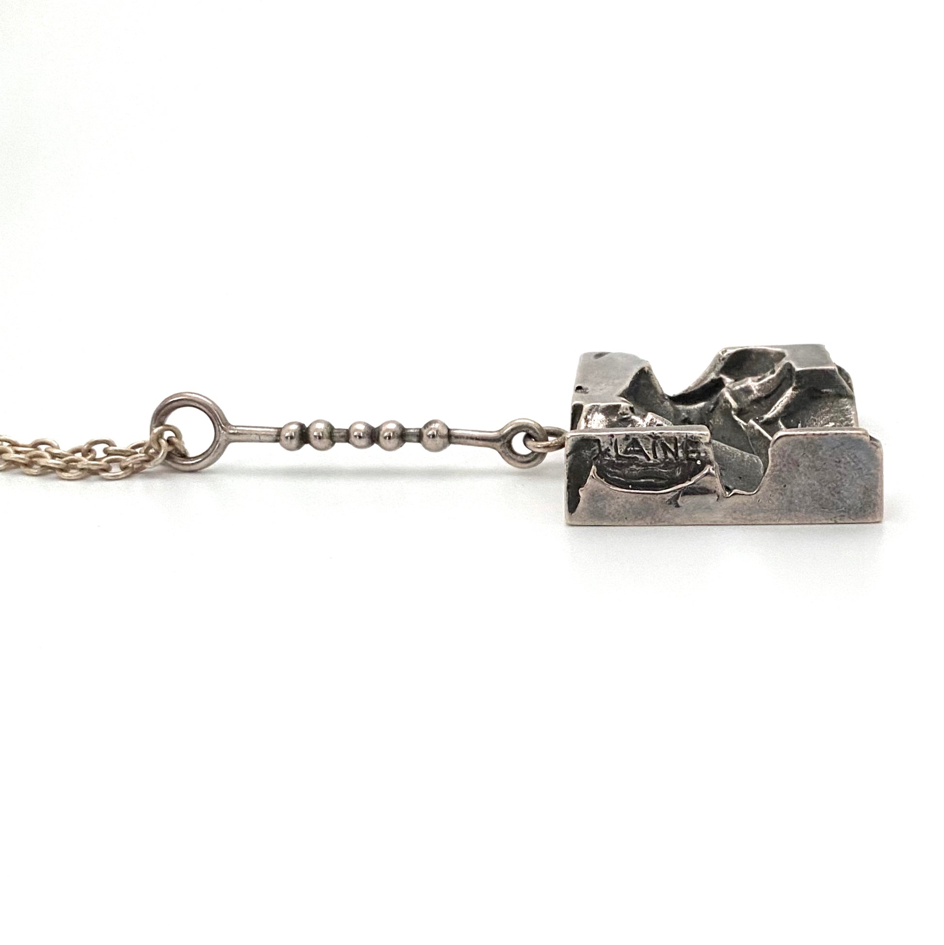 profile Jorma Laine Kultateollisuus Ky Finland vintage large sculptural pendant necklace Scandinavian Modernist jewelry design
