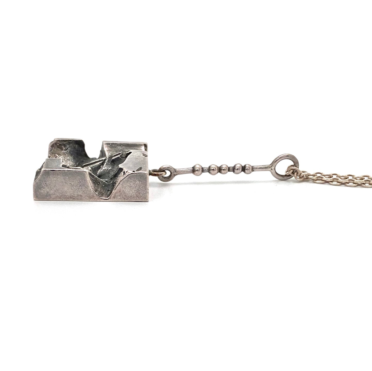 Jorma Laine dimensional pierced silver pendant necklace ~ 1973