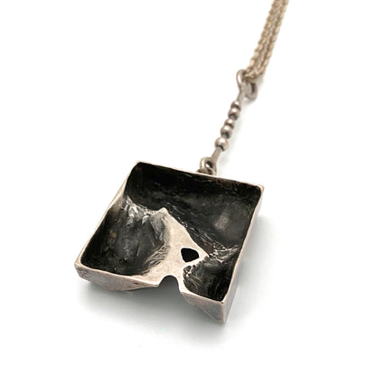 Jorma Laine dimensional pierced silver pendant necklace ~ 1973
