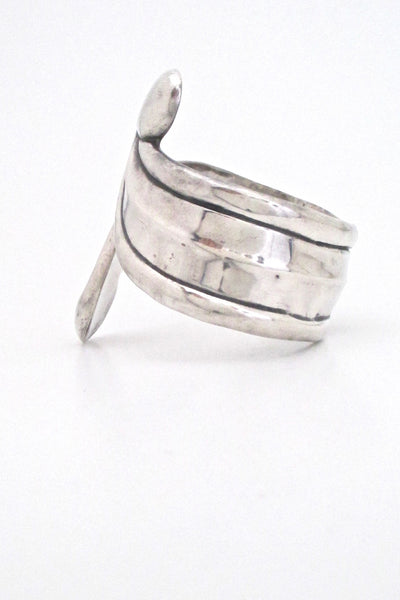 profile Taxco Mexico vintage sterling silver large modernist clamper bracelet mid century design