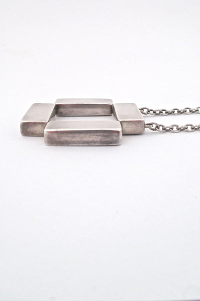 profile Georg Jensen Denmark large vintage Scandinavian Modern silver pendant necklace 379 by Astrid Fog