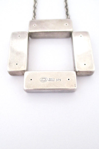 Georg Jensen large square pendant necklace #379 ~ Astrid Fog