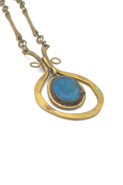 Rafael Canada large brass classic kinetic necklace ~ aqua stone ...