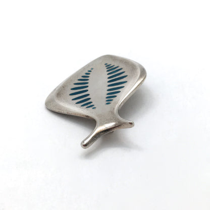 profile Georg Jensen Denmark vintage silver turquoise enamel brooch 343 by Henning Koppel Danish Modern jewelry design