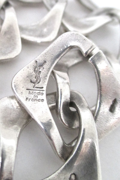 Yves St Laurent sterling silver heavy chain bracelet - hidden clasp