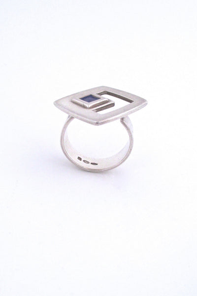 profile Unoaerre Itale vintage modernist mid century silver enamel ring by Mirella Forlivesi
