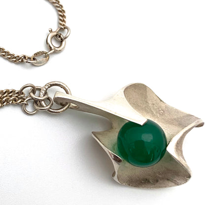Matti Hyvarinen sculptural silver & chrysoprase pendant necklace