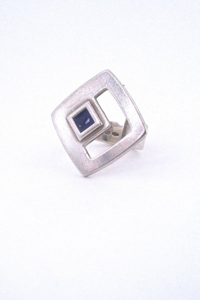 detail Unoaerre Itale vintage modernist mid century silver enamel ring by Mirella Forlivesi