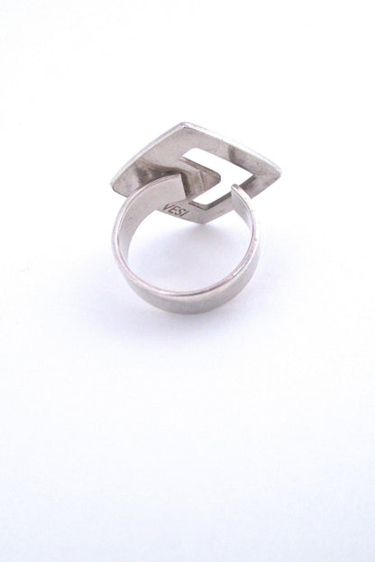 Unoaerre silver & cobalt blue enamel ring by Mirella Forlivesi