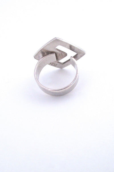 Unoaerre silver & cobalt blue enamel ring by Mirella Forlivesi