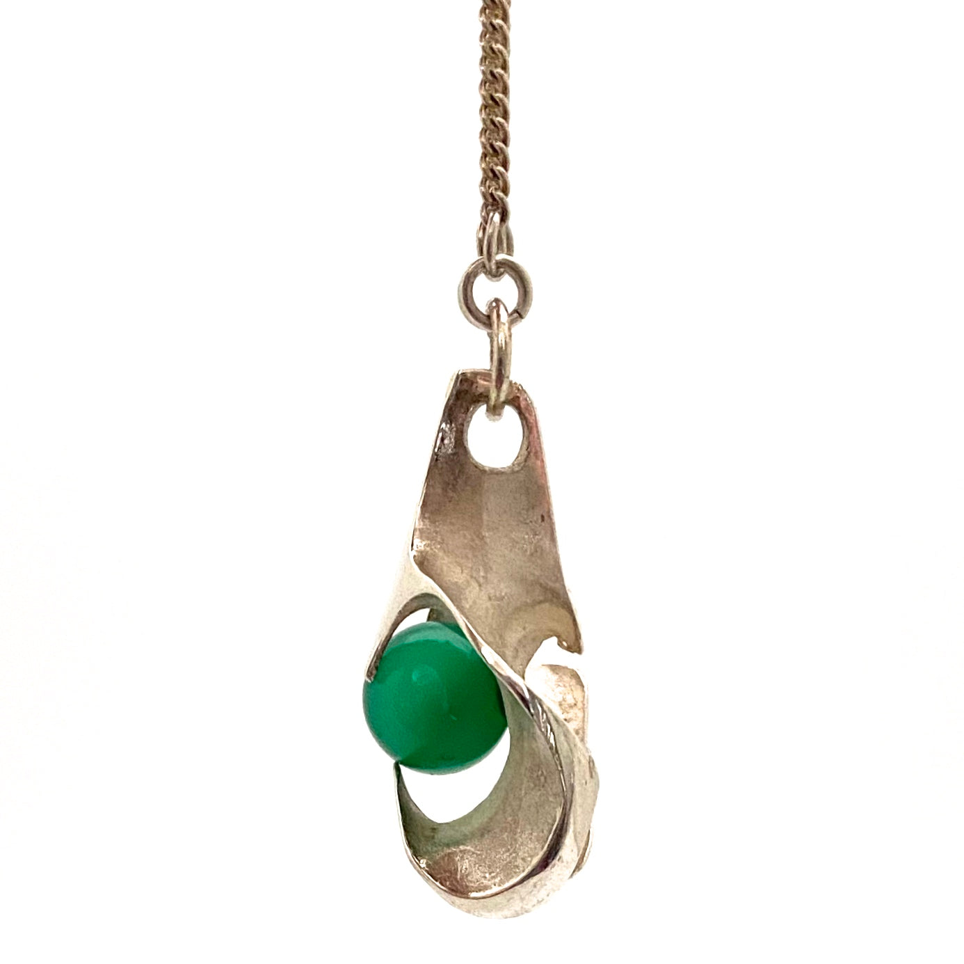 Matti Hyvarinen sculptural silver & chrysoprase pendant necklace