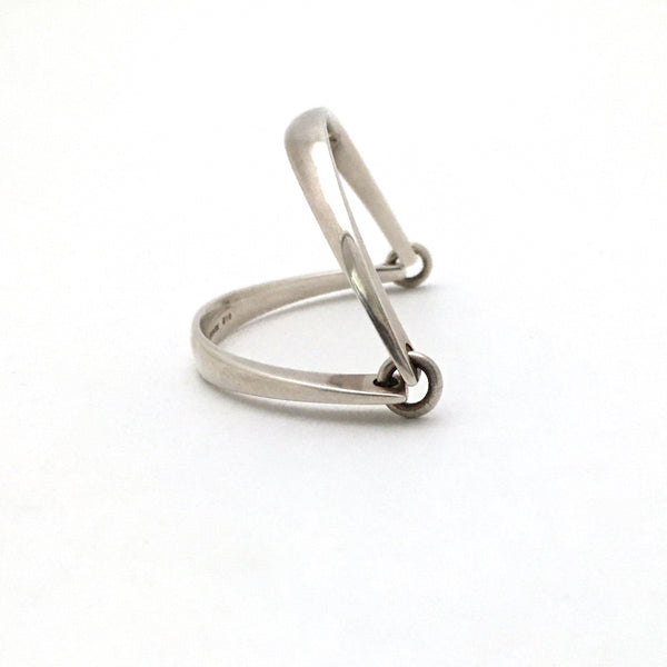 detail Hans Hansen Denmark vintage silver hinged bangle bracelet 218 Bent Gabrielsen Pedersen Scandinavian Modern design jewelry