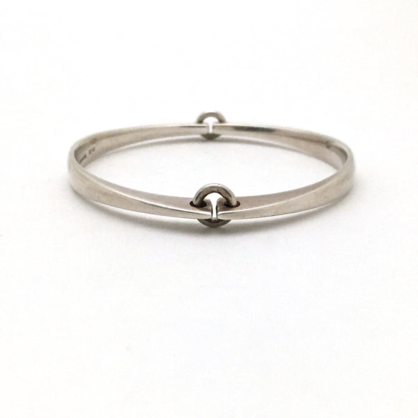 profile Hans Hansen Denmark vintage silver hinged bangle bracelet 218 Bent Gabrielsen Pedersen Scandinavian Modern design jewelry