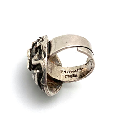 Pentti Sarpaneva brutalist heavy silver ring