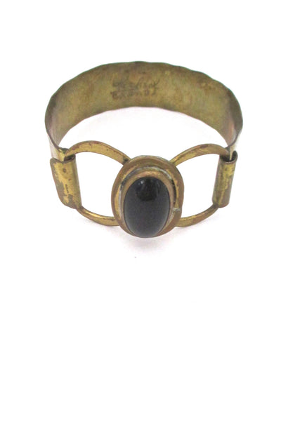 Rafael Canada hinged brass bracelet ~ black stone
