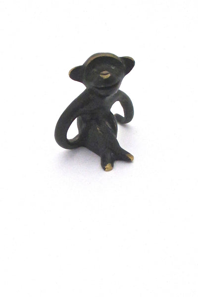 detail Baller Austria diminutive vintage bronze smiling monkey sculpture mid century design