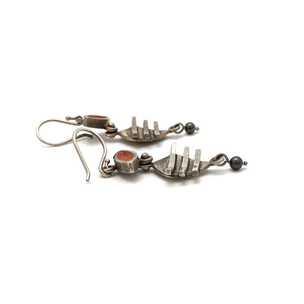 vintage silver & enamel constructivist kinetic earrings
