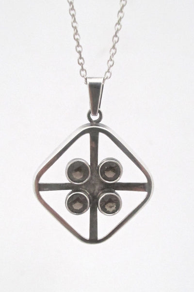 detail Kultaseppa Salovaara Finland vintage Scandinavian Modernist sterling quartz pendant necklace