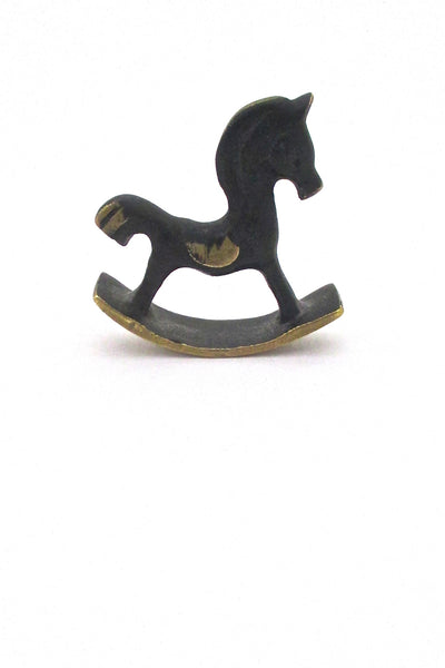 profile Baller Austria diminutive vintage bronze rocking horse sculpture mid century design