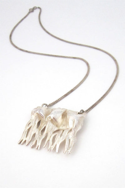 Matti Hyvarinen Finland vintage sterling silver modernist icicles necklace