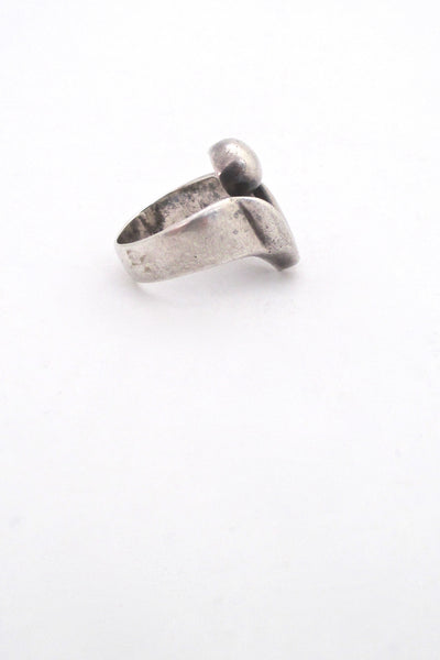 profile Georges Delrue Canada sculptural silver ring vintage Canadian Modernist jewelry
