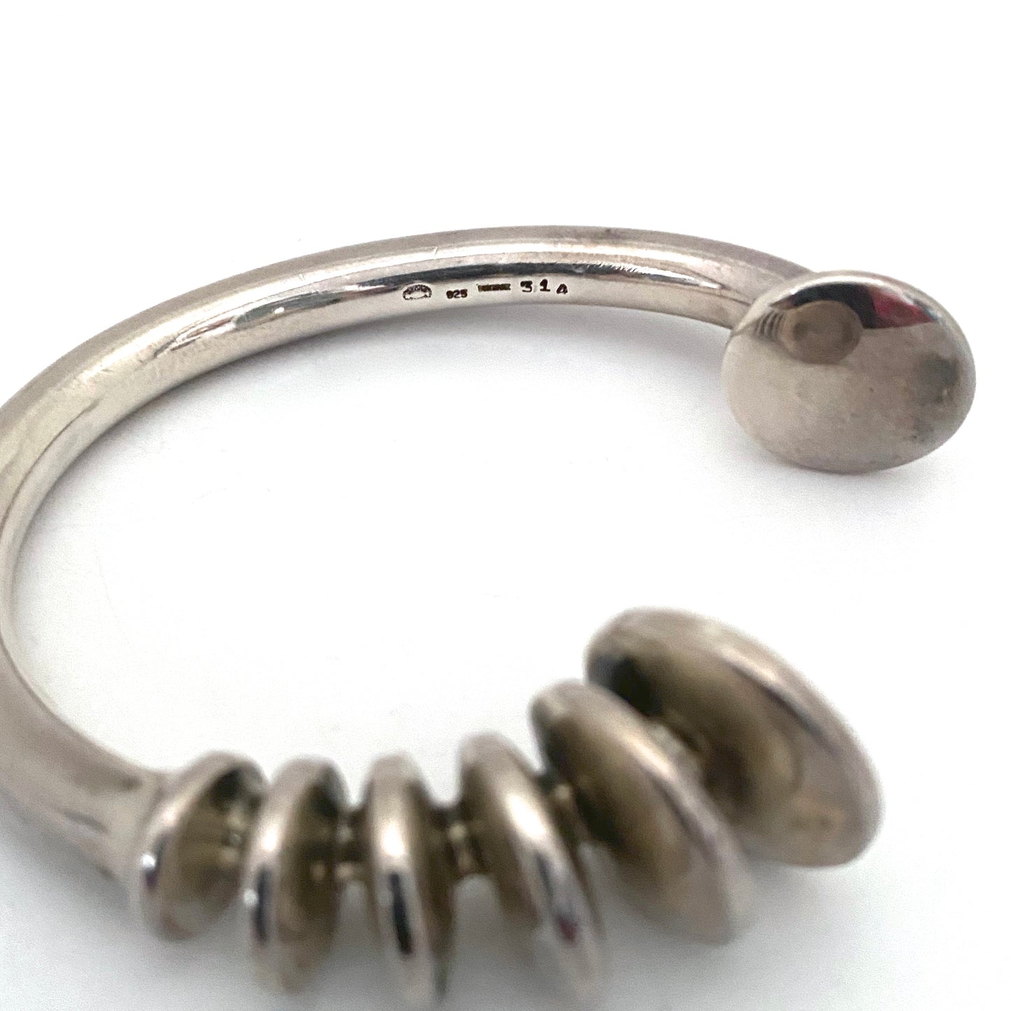 Georg Jensen heavy silver Modernist cuff bracelet by Anette Kraen ~ rare