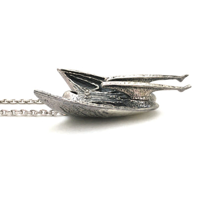profile Guy Vidal Canada vintage large kinetic brutalist pewter abstract woman pendant necklace rare