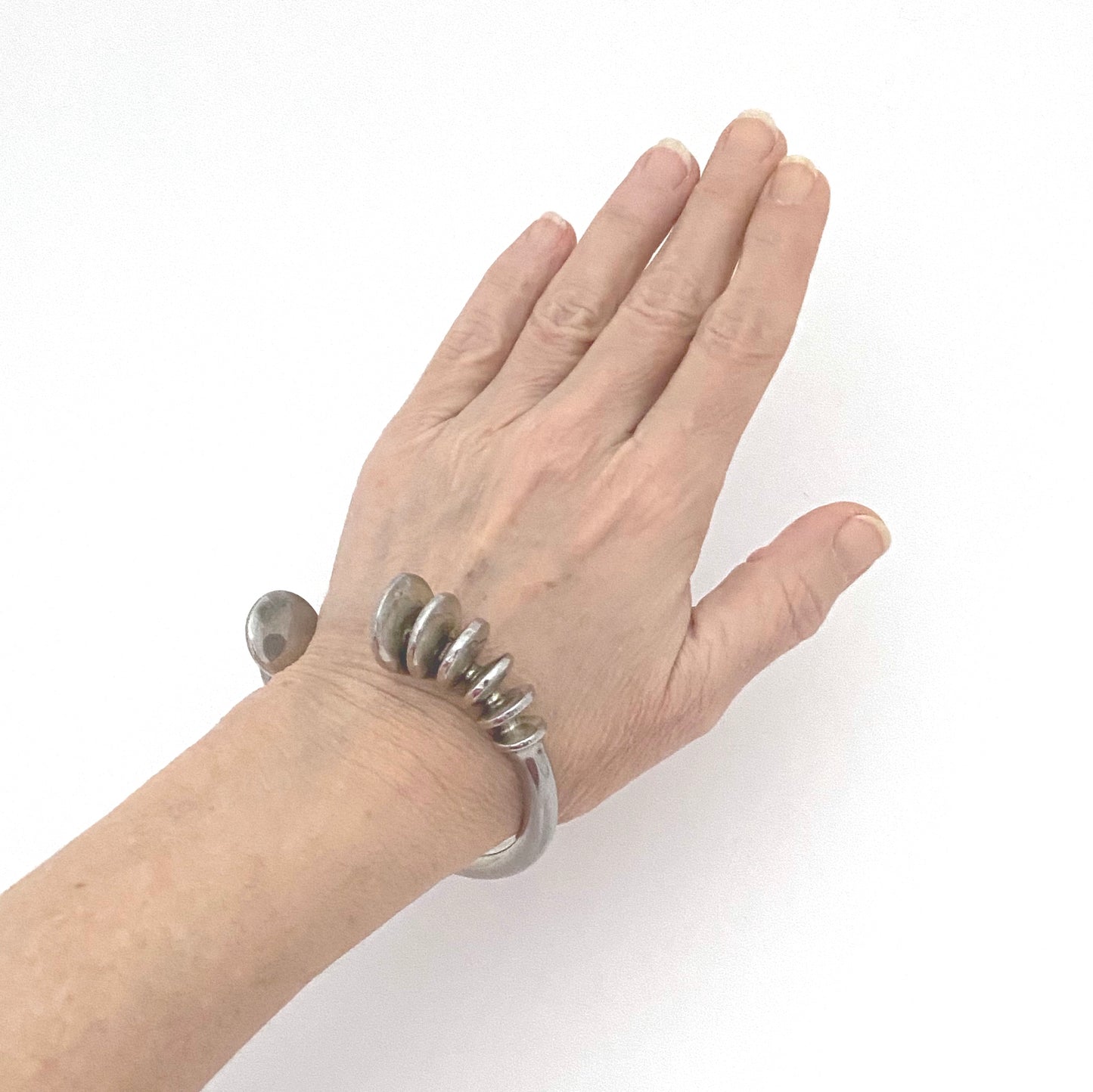 Georg Jensen heavy silver Modernist cuff bracelet by Anette Kraen ~ rare