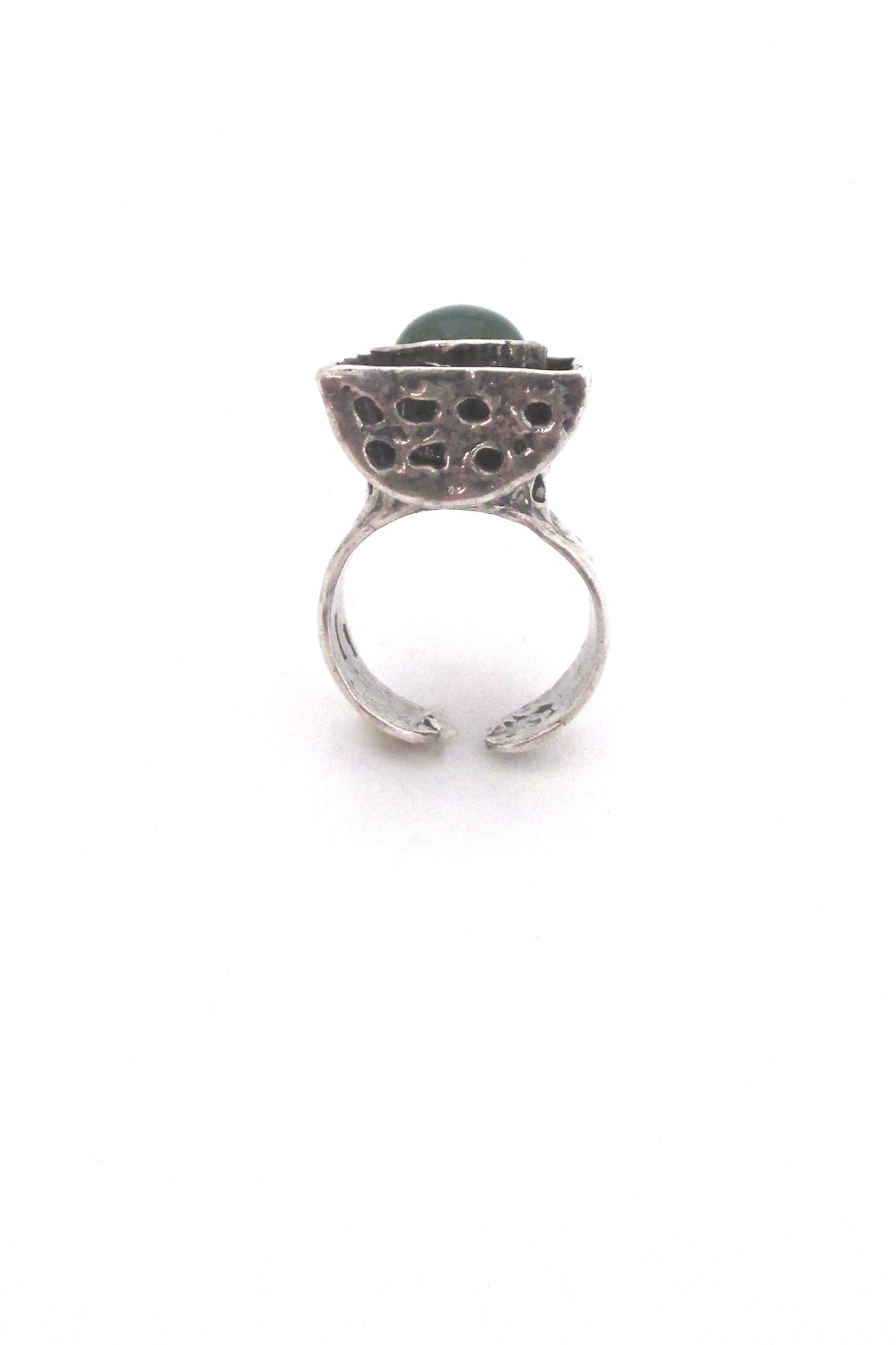 profile large brutalist silver large shadowbox ring vintage Modernist jewelry