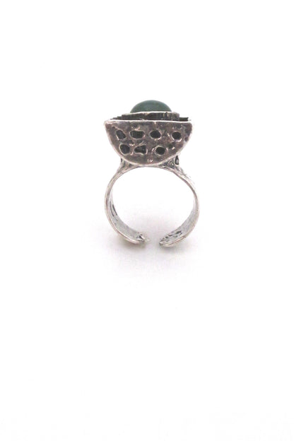profile large brutalist silver large shadowbox ring vintage Modernist jewelry