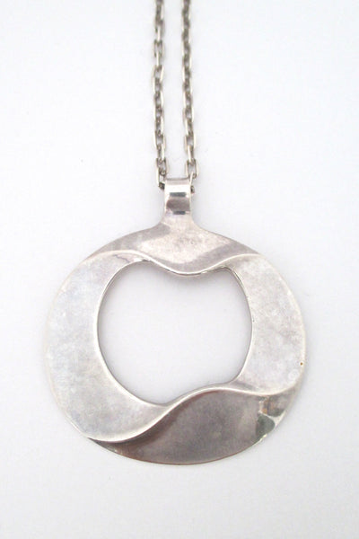 Georg Jensen large silver pendant & chain #121 - Ibe Dahlquist