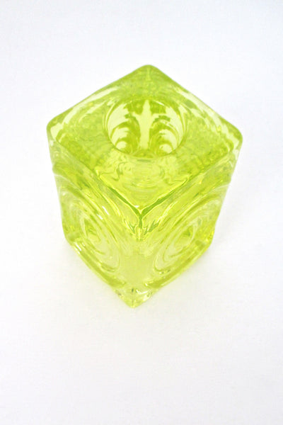 Riihimaki 'Rengas' uranium glass candle holders by Tamara Aladin