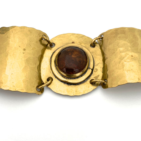 Rafael Canada brass panel bracelet ~ amber glass