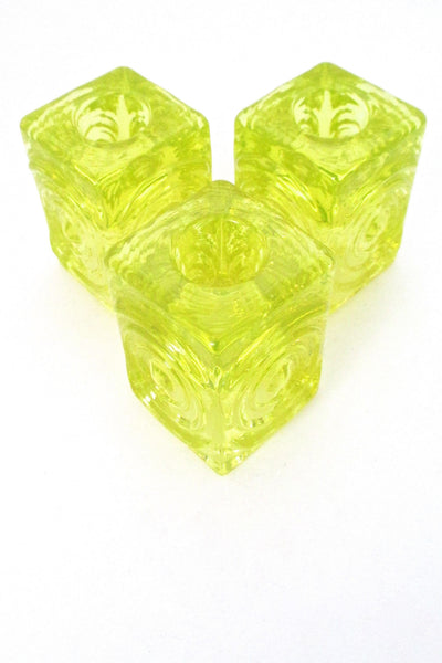 Riihimaki 'Rengas' uranium glass candle holders by Tamara Aladin