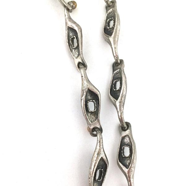 brutalist pewter & brass large link chain necklace ~ unusual connectors