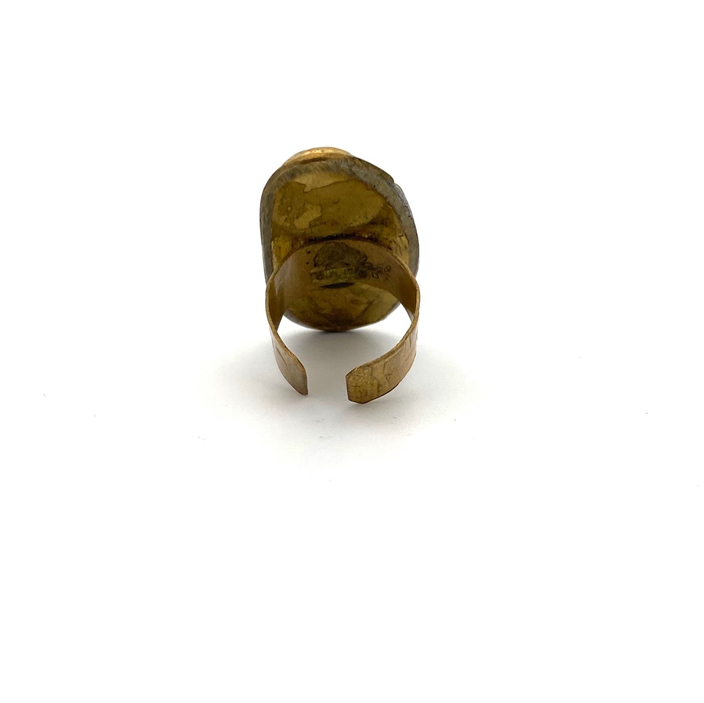 Rafael Canada brass long ring ~ opaque bright red
