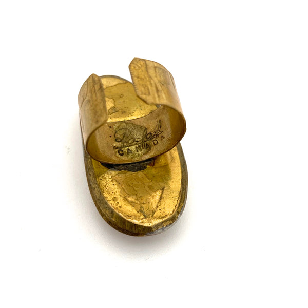 Rafael Canada brass long ring ~ opaque bright red