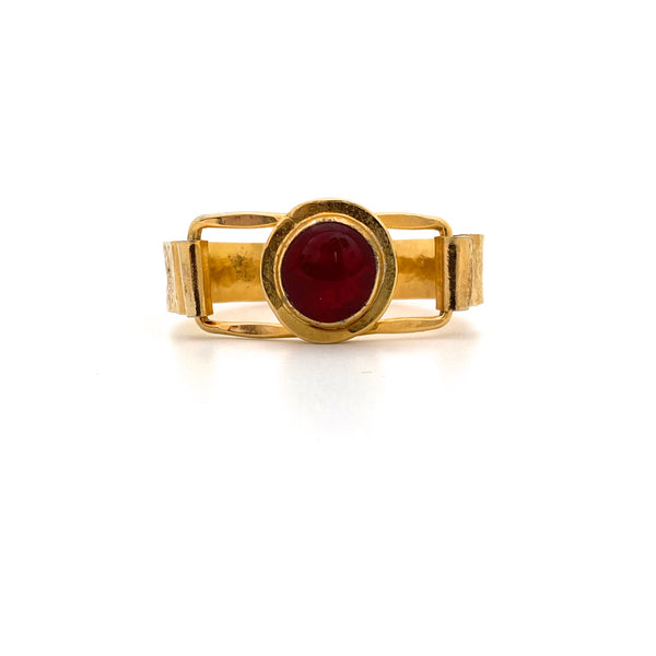 Rafael Canada hinged bracelet ~ clear red glass stone