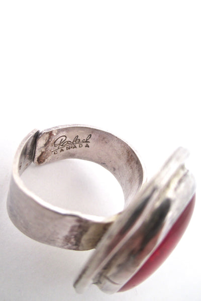 Rafael Canada sterling ring - clear red