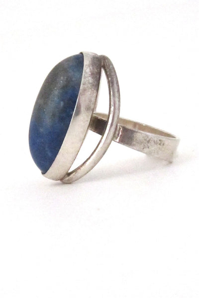 N E From Denmark vintage modernist silver & lapis ring