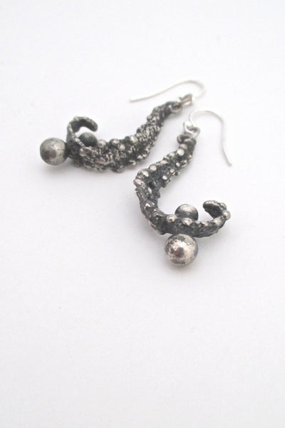 detail Guy Vidal Canada vintage brutalist pewter drop earrings