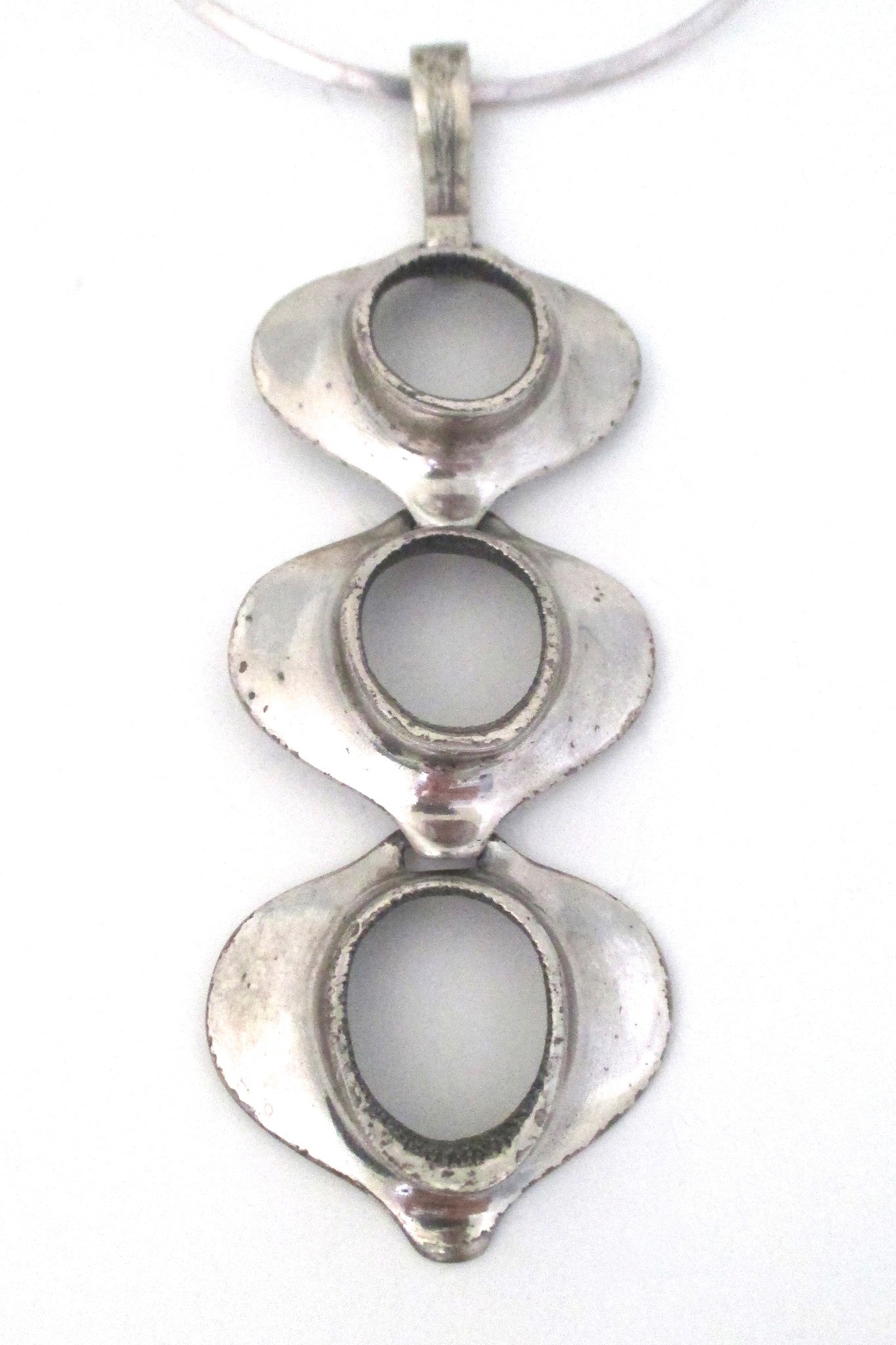 detail Guy Vidal Canada extra large brutalist pewter pendant necklace