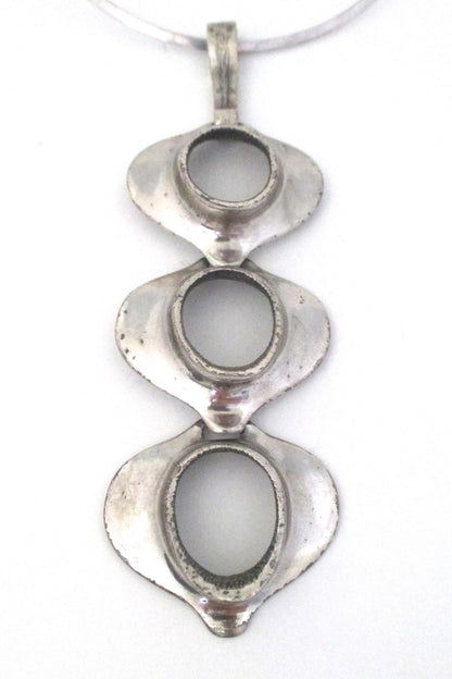 detail Guy Vidal Canada extra large brutalist pewter pendant necklace