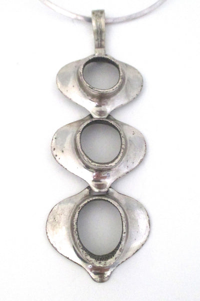 detail Guy Vidal Canada extra large brutalist pewter pendant necklace