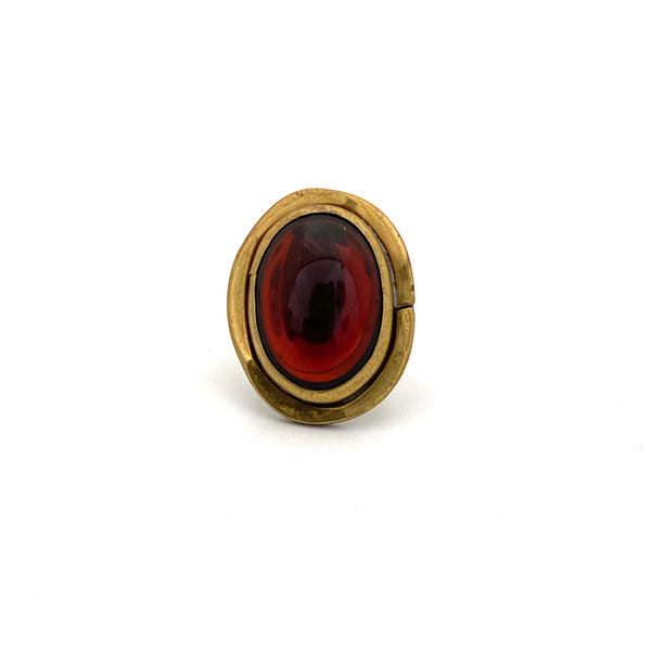 Rafael Canada large brass mirrored amber glass oval ring