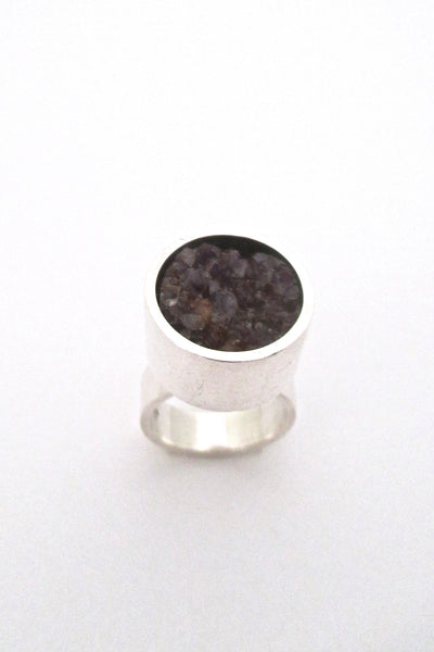 Jens Asby large silver & raw amethyst ring