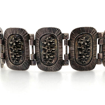 Robert Larin brutalist pewter dimensional panel link bracelet